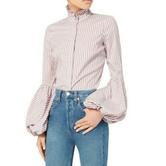 CAROLINE CONSTAS Striped Blouse with Balloon Sleeves Size XS - Picture 2 of 5